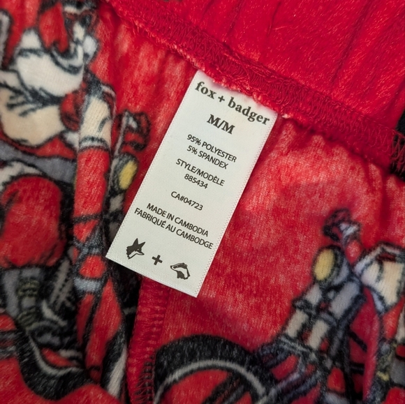 Fox + Badger Red Santa Motorcycle Pajama Pants - Picture 3 of 4